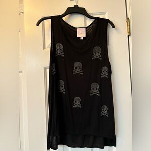Romeo & Juliet Couture Black Tank Silver Gem Skulls